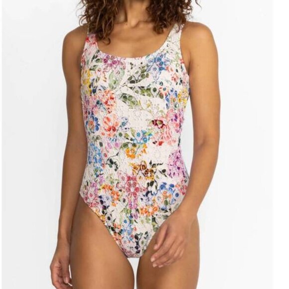 Johnny Was Neon Jungle Eyelet One Piece Swimsuit NWT $228 - Picture 1 of 4